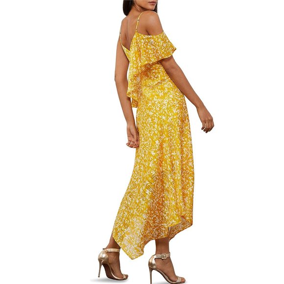 NWT BCBGMAXAZRIA Women's Ruffle Asymmetrical Cocktail Dress Honey - Picture 3 of 8